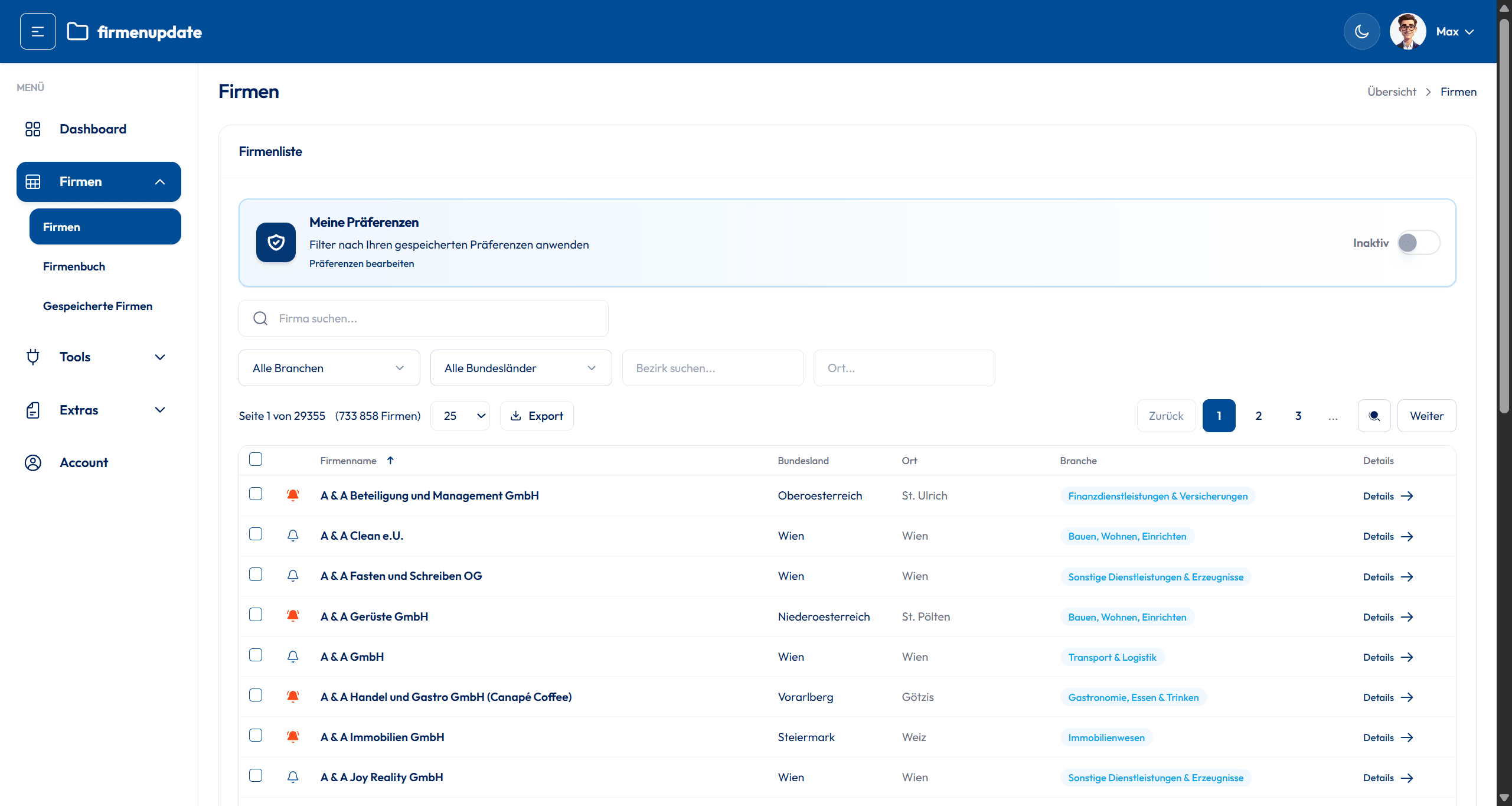 Recherche - Screenshot